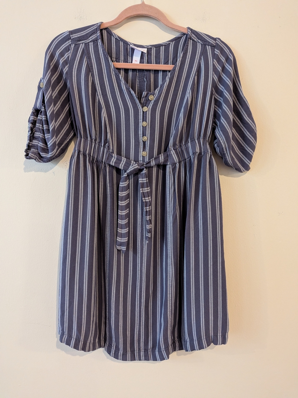 Striped Tie-Waist Women's Maternity Dress - XS